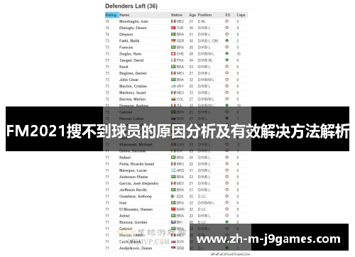 FM2021搜不到球员的原因分析及有效解决方法解析