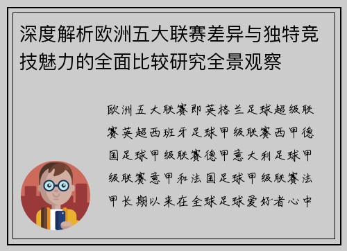 深度解析欧洲五大联赛差异与独特竞技魅力的全面比较研究全景观察